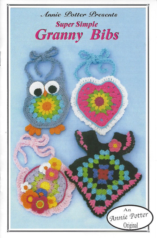 Super Simple Granny's Bibs Crochet pattern, Crochet Baby Bib Pattern Owl design, crochet woodland animal baby drool bib, instant download pdf easy crochet pattern, baby shower gift Annie Potter's Yarn Basket