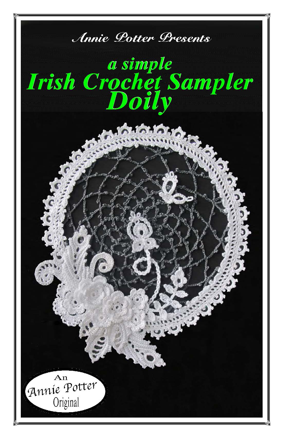 Irish Crochet Sampler pattern, Crochet Doily, Crochet Flower pattern, PDF - Annie Potter's Yarn Basket