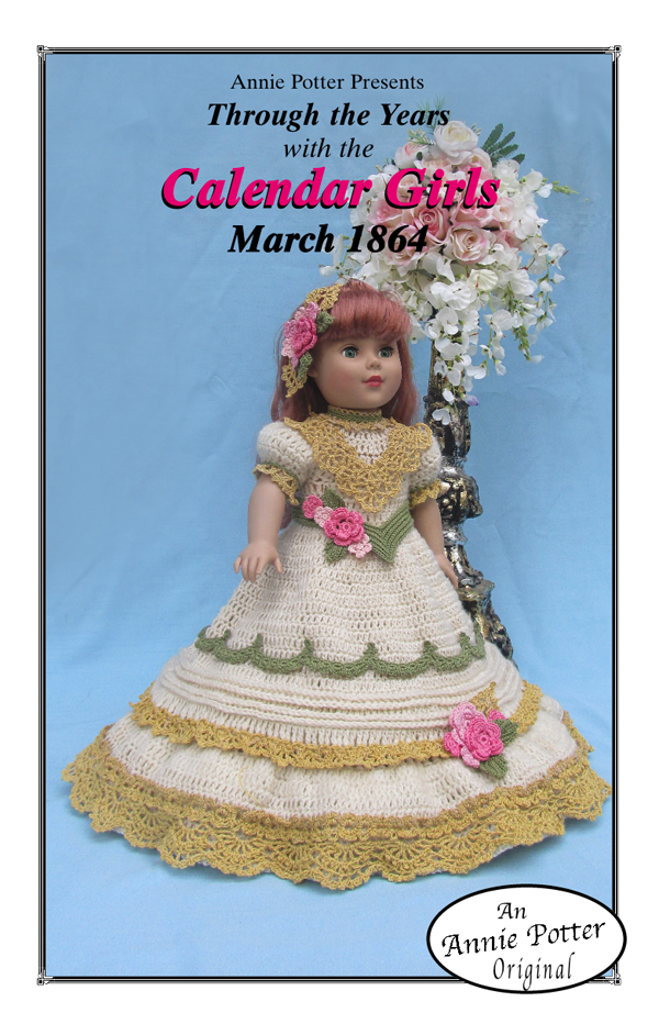 "Calendar Girls March 1864 " Crochet doll clothes pattern PDF - Annie Potter's Yarn Basket