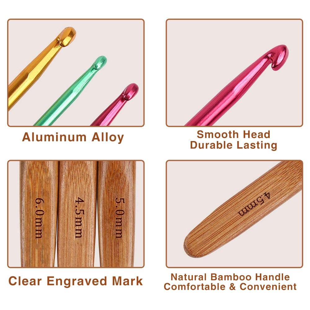 Bamboo Crochet Hook Set Multicolor