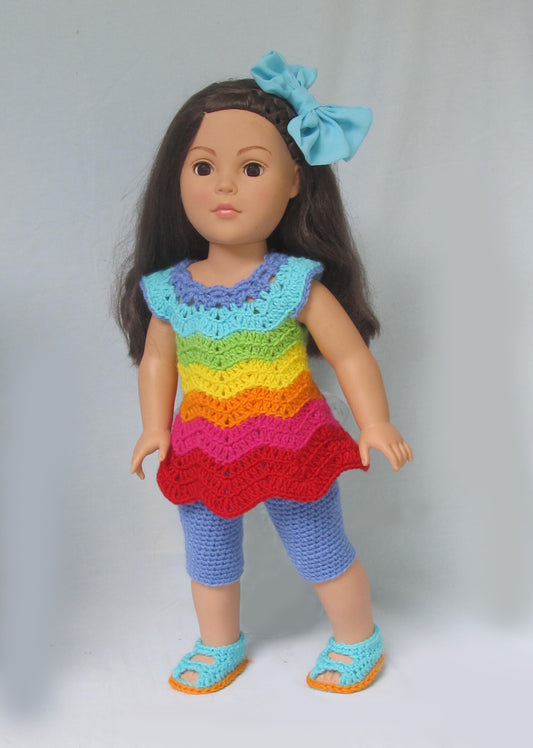 "Ripple Crochet" Crochet doll clothes pattern PDF - Annie Potter's Yarn Basket