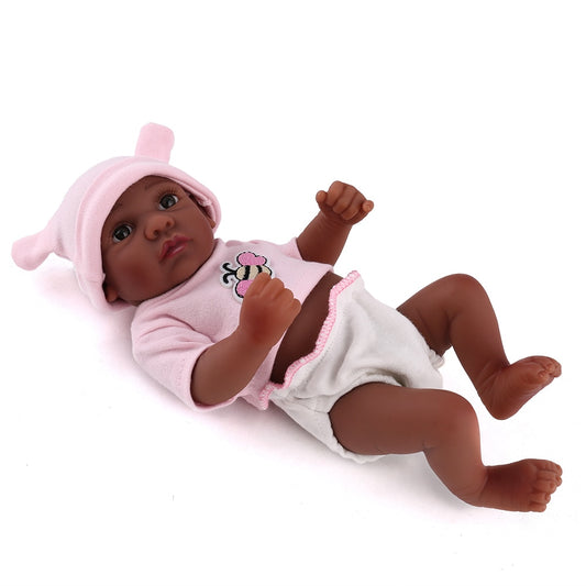 Full Silicone Reborn Doll 11 inch Dark Baby Doll - Annie Potter's Yarn Basket