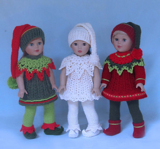 "Santa's Lit'l Elves" Crochet doll costume Pattern PDF - Annie Potter's Yarn Basket