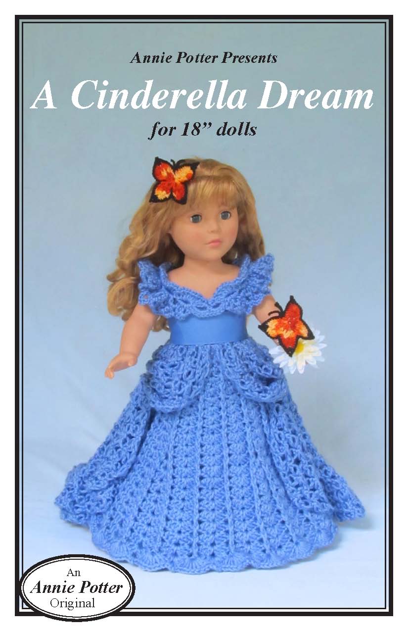 "A Cinderella Dream" 18 Inch doll dress Crochet Pattern PDF - Annie Potter's Yarn Basket