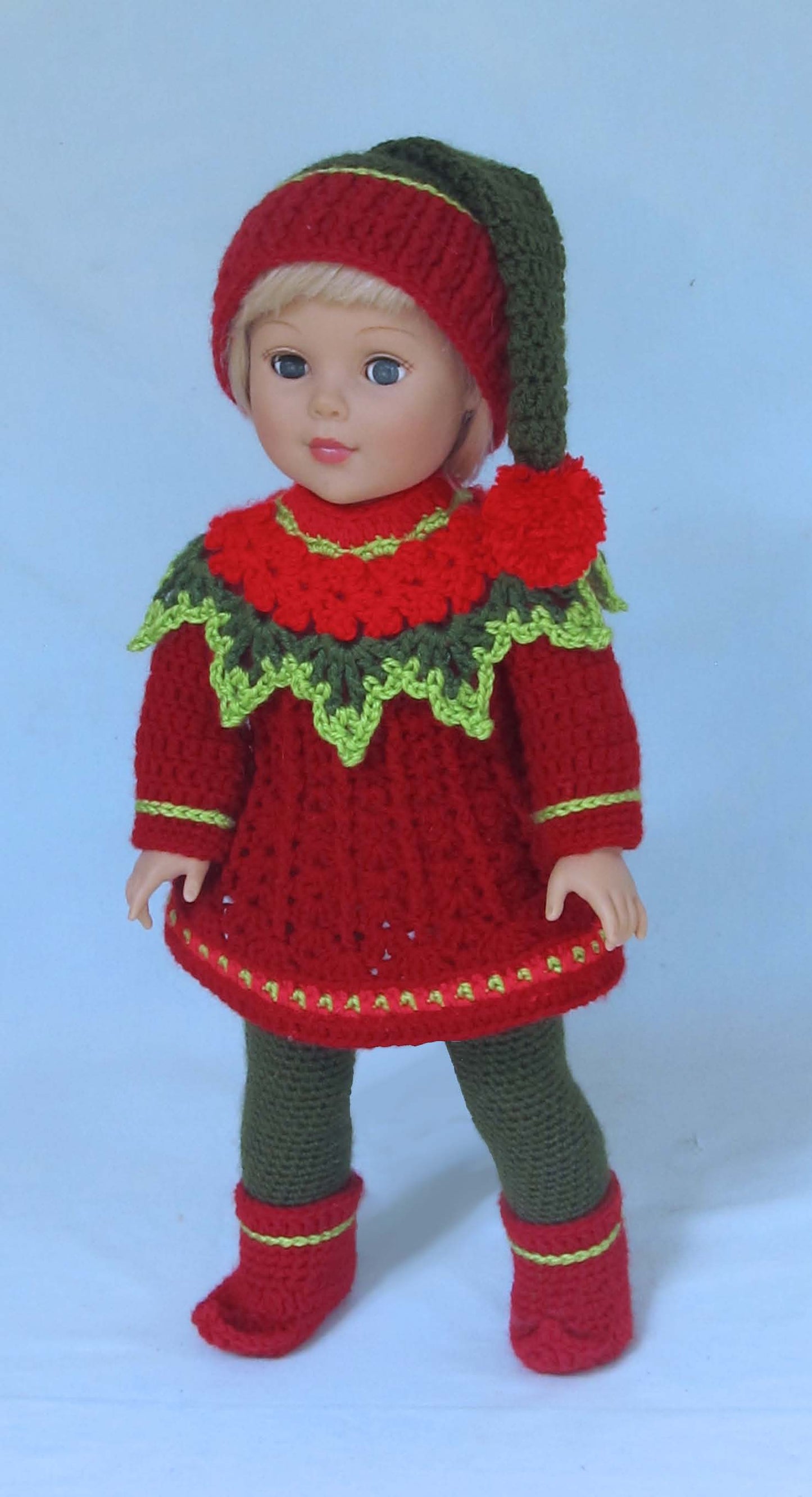 "Santa's Lit'l Elves" Crochet doll costume Pattern PDF - Annie Potter's Yarn Basket