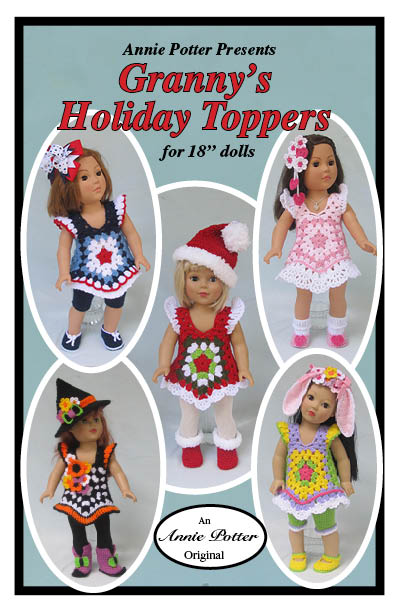 "Holiday Toppers" Crochet doll costume doll pattern PDF - Annie Potter's Yarn Basket